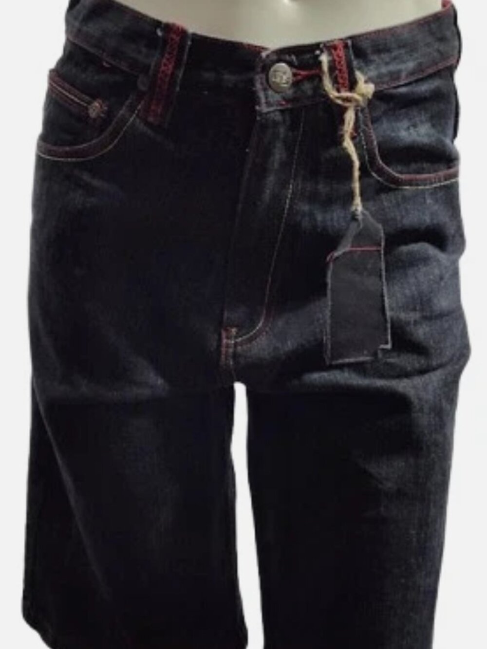 Boy's Y2K Vintage GS 115 Black Denim Shorts Size 16 Rainbow Back Pockets